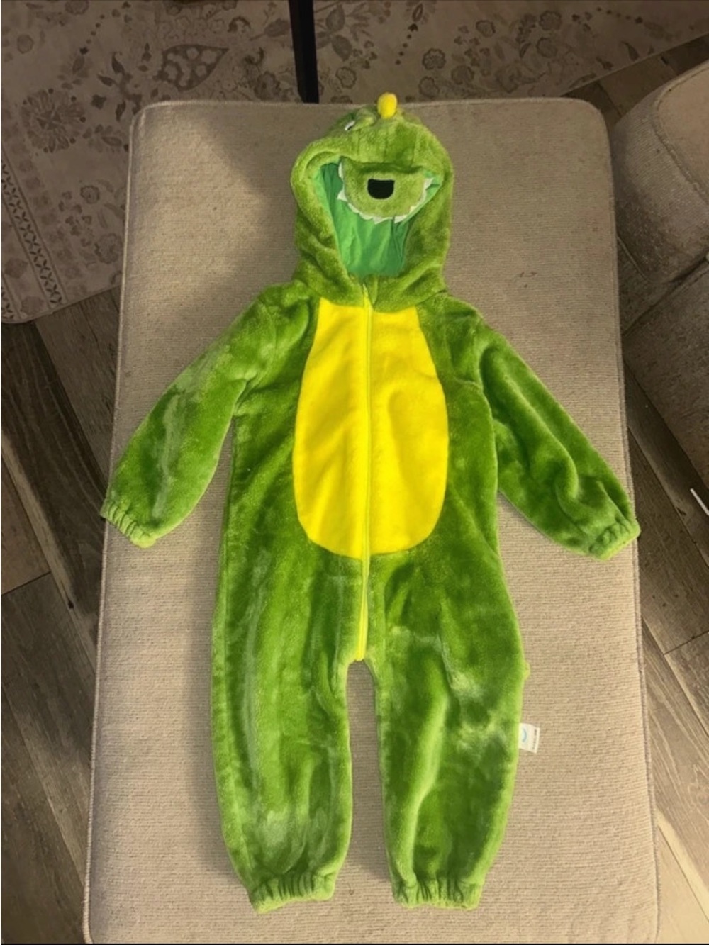 Green Plush Dinosaur Hooded Kids Costume - Unbranded